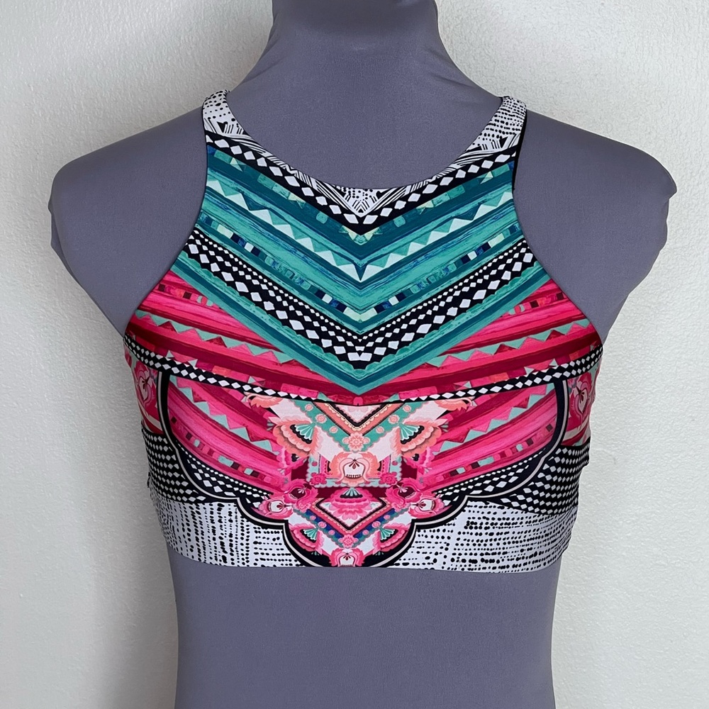 Onzie High Neck Bright Print Bra Size S/M